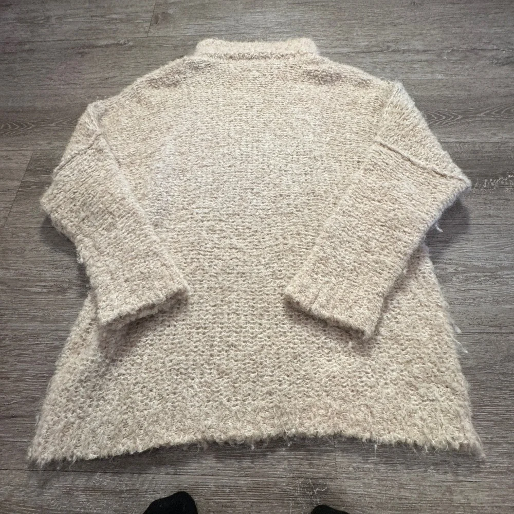 Free People Sweater Womens Small Tan Alpaca Boucle Shes All That Oversized Boho